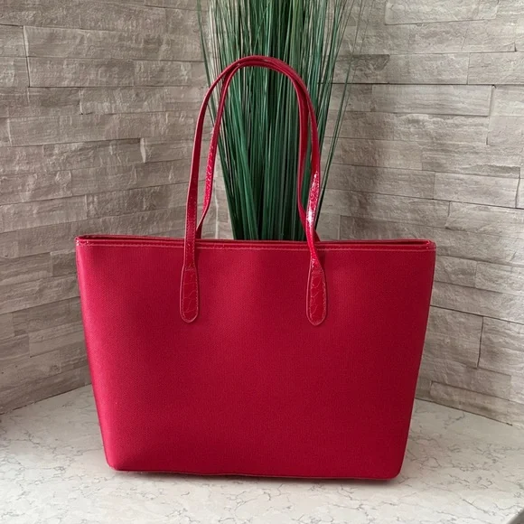 Joy Mangano Cherry Red Tote with Logo Accent - Picture 2 of 10